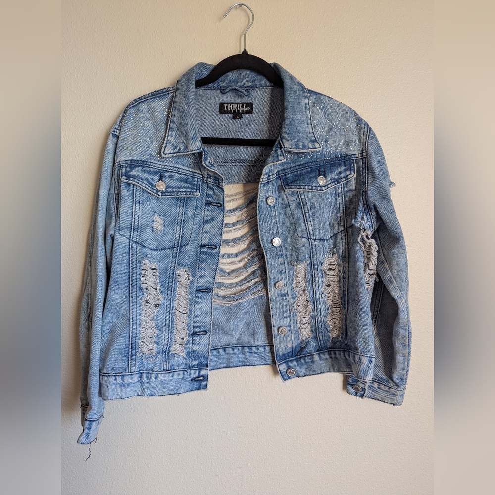 Thrill Blue Vintage-Inspired Jean Jacket Size L
